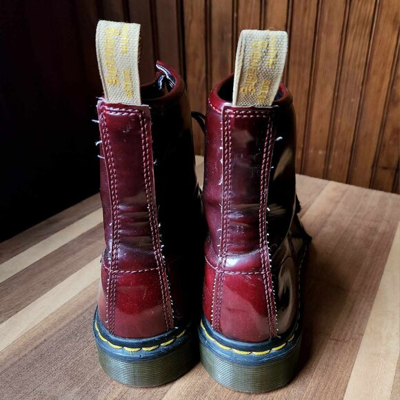 DR MARTENS Vegan 1460 Cherry Red Pascal 8-Eye Boots Shoes Size 5 - Picture 5 of 8